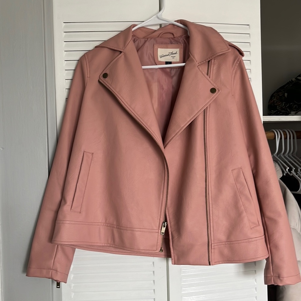Pink women’s leather jacket